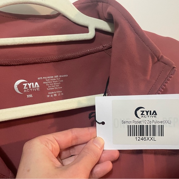 NWT Zyia Salmon Pink Pocket 1/2 Zip Pullover Jacket Sz XXL - Picture 6 of 6